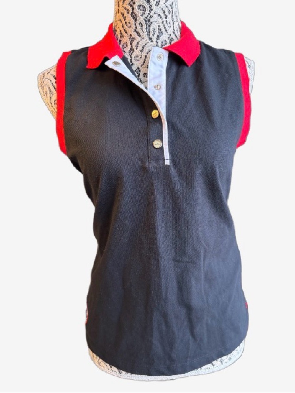 NWT Ralph Lauren Active Sleeveless Polo Shirt Navy Red Size M